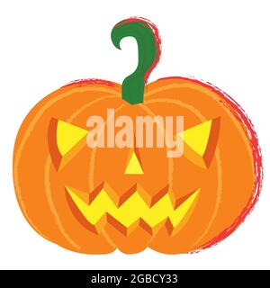Halloween pumpkin. Jack lantern pumpkin smiling in flat cartoon style. Vector illustration Stock Vector