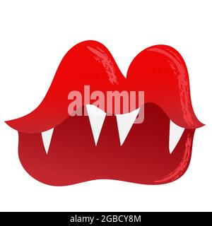 Halloween creepy vampire lips with sharp fangs in cartoon style. Avatar makeup element. Stock Vector
