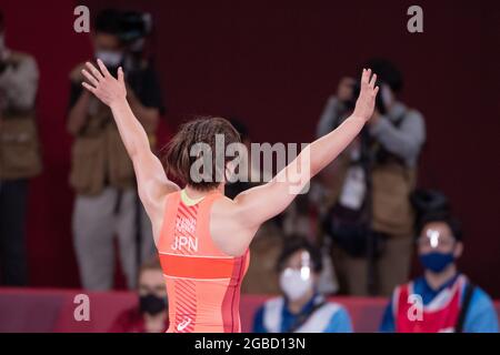 Tokyo, Japan. August 03 2021: KAWAI Yukako (JPN) Women's Freestyle 62kg Semifinal August 03, 2021: Tokyo 2020 Olympic Games at Makuhari Messe in Tokyo, Japan. Credit: Enrico Calderoni/AFLO SPORT/Alamy Live News Stock Photo