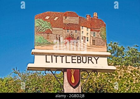 LITTLEBURY Essex Village Sign Stock Photo