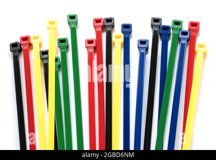 Cable ties isolated on white background.Colorful cable tie isolated Stock Photo