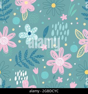 Floral cute pattern cartoon vector. Floral seamless pattern Stock Vector