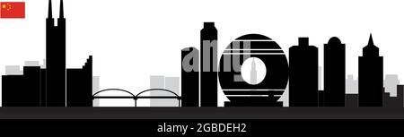 guangzhou china illustration skyline Stock Vector