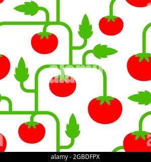 Tomato bush pattern seamless. Tomatos background. vector texture Stock Vector