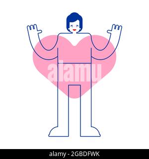 Man in love. guy with heart. vector illustration Stock Vector