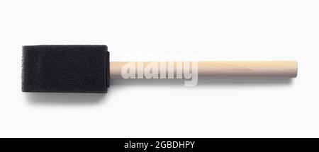 Foam Paintbrush Top View Cut Out on White. Stock Photo