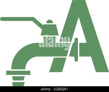 Faucet icon with letter A logo design vector template Stock Vector