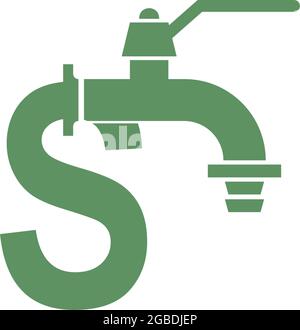 Faucet icon with letter S logo design vector template Stock Vector
