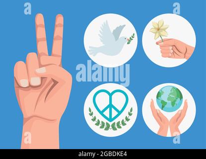 five peace icons Stock Vector
