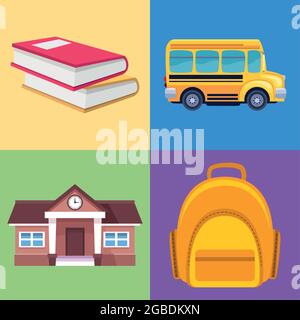 four school icons Stock Vector