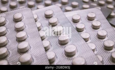 Round Pills Of Vitamin D 3 Made By Uk Neutraceuticals Company Vitabiotics Ltd Good Example Of Blister Packaging And Medical Product Encapsulation Stock Photo Alamy