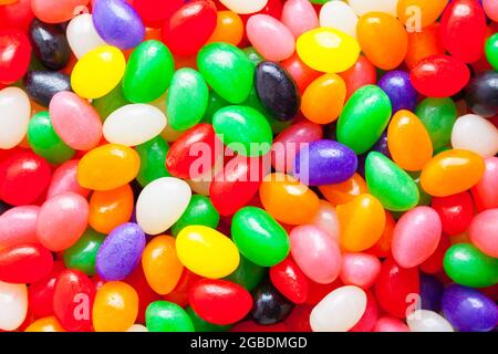 Colorful Pile of Jelly Beans Background Texture. Stock Photo