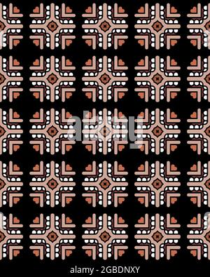 Seamless texture with Arabic-style round ornaments in the black background Stock Photo