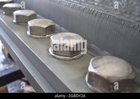A factory in large bolts and close up shoot, big bolts Stock Photo