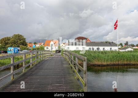 Denmark, 31 July 2021 General view of the village is seen during the cold, rainy but bit sunny summer day on Toro Island, Toro huse, Fyn (Funen), Denmark on 31 July 2021  Credit: Vadim Pacajev/Alamy Live News Stock Photo