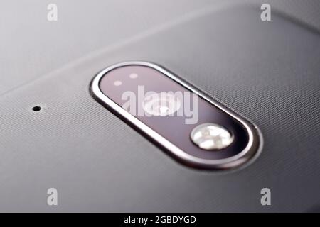 smart phone camera with microphone, macro, selective focus Stock Photo