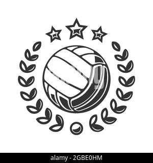 Emblem of a volleyball ball. Volleyball tournament vector logo. Isolated on a white background Stock Vector