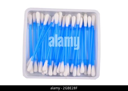 Close Up Of Single Cotton Bud Isolated On White Stock Photo