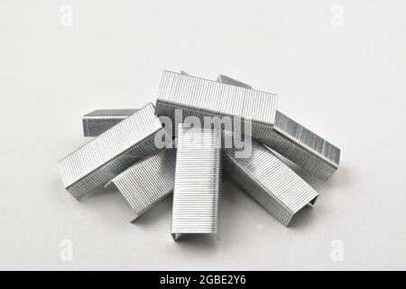 Stack Of Stapler Pins Isolated On White Background Stock Photo