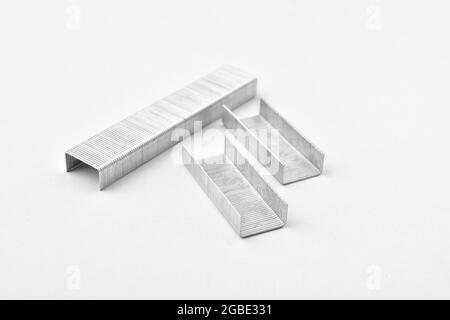 Stapler Pins Isolated On White Background Stock Photo