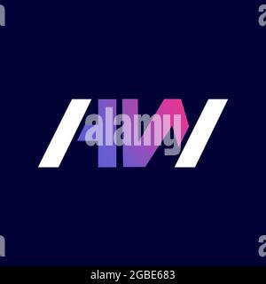 logo or icon letter HW on dark background,vector graphic Stock Vector