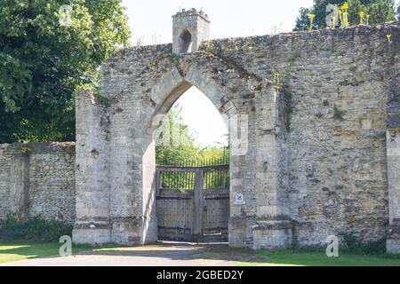 15th century Ramsey Abbey Gatehouse, Church Green, Ramsey, Cambridgeshire, England, United Kingdom Stock Photo