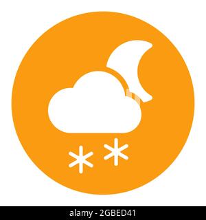 Cloud with snow moon outline glyph icon. Meteorology sign. Graph symbol for travel, tourism and weather web site and apps design, logo, app, UI Stock Vector
