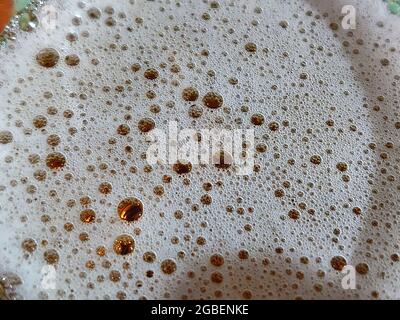 air bubbles in a glass of beer. Stock Photo