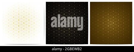 Set of abstract geometric seamless pattern with golden lines.Luxury of black,white,and gold background.Design for decorative,wallpaper; clothing Stock Vector