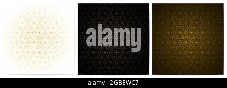 Set of abstract geometric seamless pattern with golden lines.Luxury of black,white,and gold background.Design for decorative,wallpaper; clothing Stock Vector