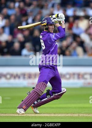 Lords Cricket Ground, London, UK. 3rd August, 2021. Northern Superchargers' Harry Brook in action during his innings of 28 in The Hundred Men's match between London Spirit and Northern Superchargers: Credit: Ashley Western/Alamy Live News Stock Photo