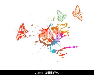 butterfly colored cmyk print splash Stock Vector Image & Art - Alamy