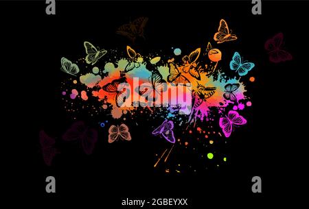 butterfly colored cmyk print splash Stock Vector Image & Art - Alamy