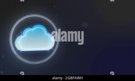 Illustration of a cloud icon on a dark blue background - concept of cloud saving Stock Photo