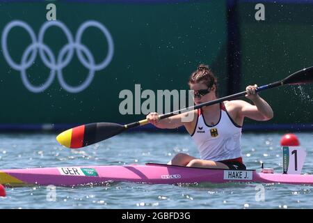 Tokyo, Japan. 04th Aug, 2021. Canoe: Olympics, preliminaries, women, kayak single, 500 meters in the Sea Forest Waterway. Credit: Jan Woitas/dpa/Alamy Live News Stock Photo