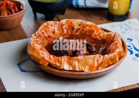 Mixiote with beef or lamb traditional mexican dish in Mexico City Stock Photo