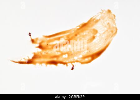 Hot melted chocolate isolated on white background, with clipping path, top view Stock Photo