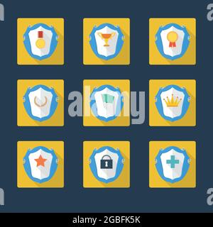 Trophy and awards icons in flat design style Stock Vector