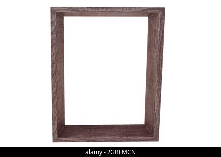 Front View Of Blank Wooden Photo Frame Isolated On White Background With Clipping Path Stock Photo