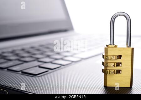 lock on keyboard, security concept. Stock Photo