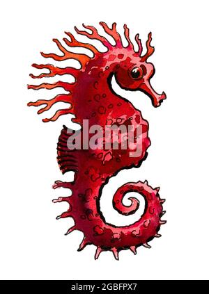 Premium Vector | Aesthetic floral sea horse tattoo illustration