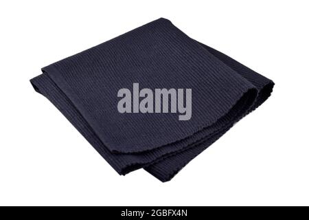 Blue Folded Kitchen Cloth Placemat Isolated On White Background With Clipping Path Stock Photo