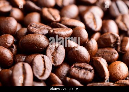 fresh roasted coffee beans close up background Stock Photo