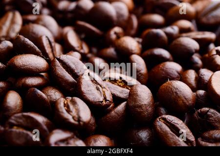 Closeup Of Roasted Coffee Beans Stock Photo