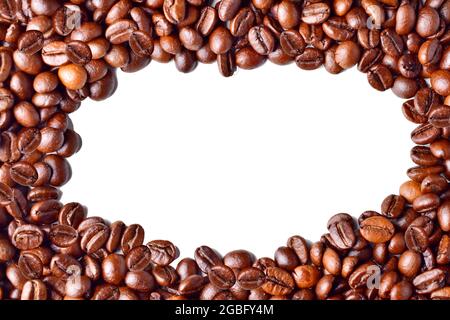 Frame Of Roasted Coffee Beans With Empty Centre Space Stock Photo