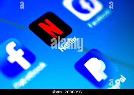 DELHI, INDIA - December 2, 2018: Netflix Icon On Smartphone, Movie Streaming Application Netflix Stock Photo