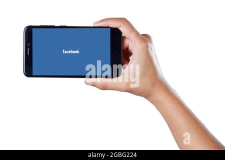 Mumbai , Indian- December 1 2018: Facebook Logo On Smartphone Isolated  On White Background With Clipping Path Stock Photo