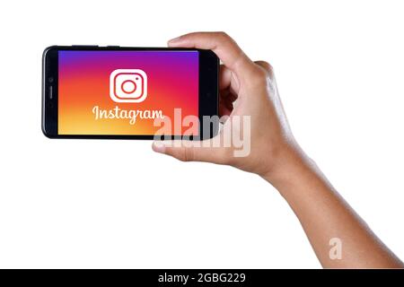 Mumbai , Indian- December 1 2018: Instagram Logo On Smartphone Isolated On White background With Clipping Path Stock Photo