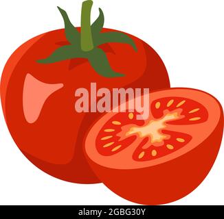 Whole and half tomato icon Stock Vector