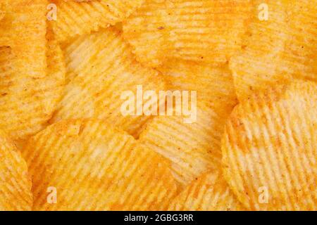 Top View Of Potato Chips Texture Stock Photo